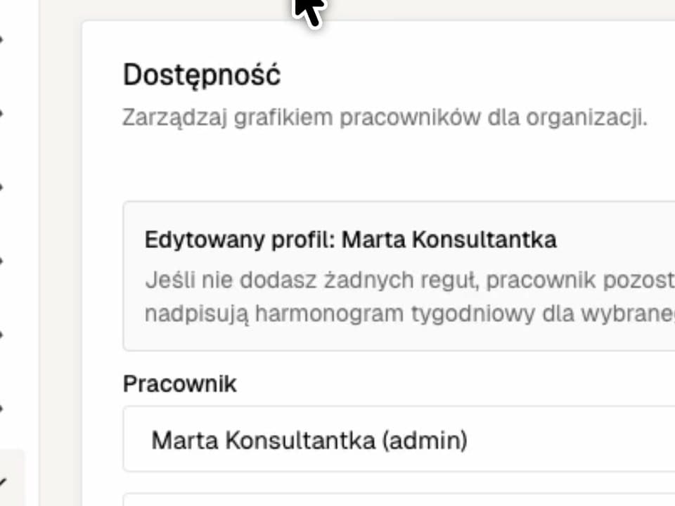 Widok zespołu, uprawnień i dostępów w Efice